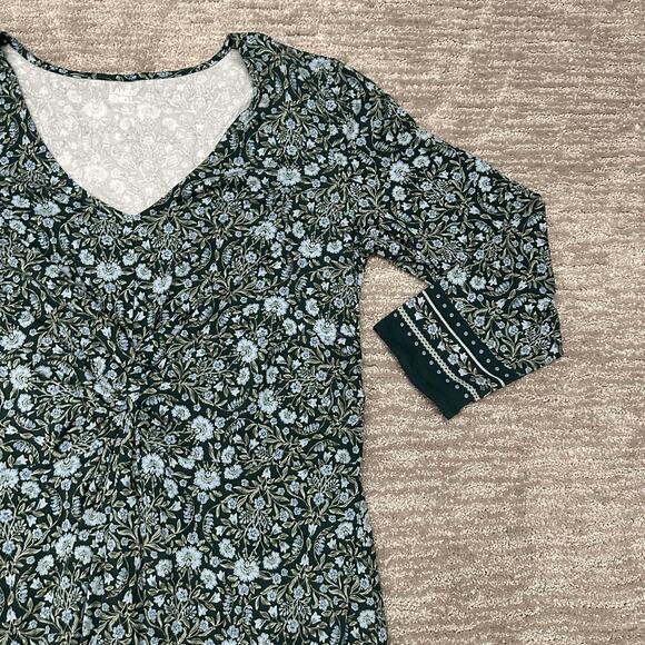 Lands End Dress Womens Large Green Floral V Neck Knot Twist Front Outdoor Casual - Picture 4 of 16